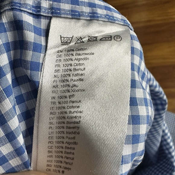 Eton Shirt Men XXL 18/46 Blue Gingham Check Plaid Contemporary Dress Long Sleeve - Picture 8 of 8